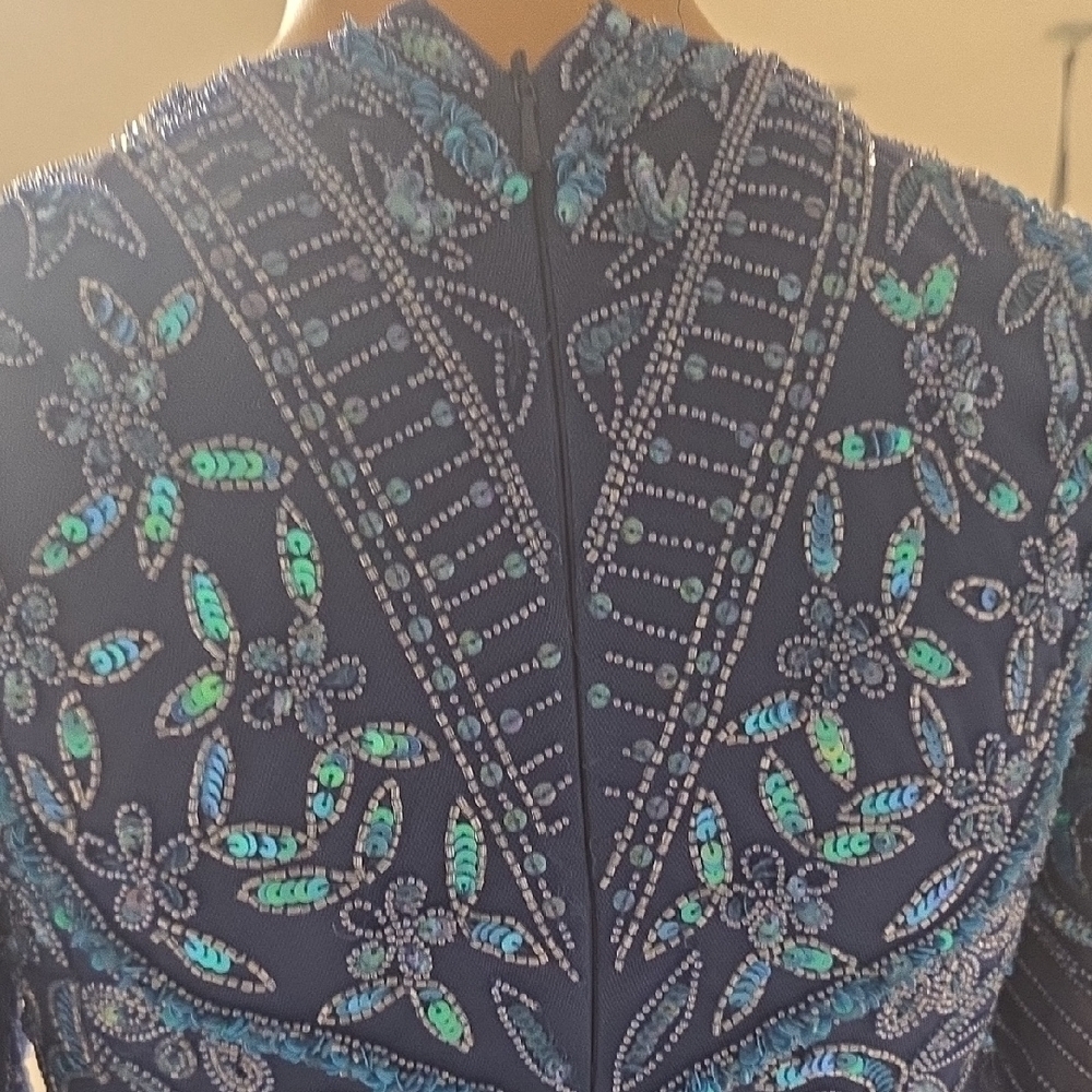 Chic Blue Lace-Up Long Sleeve Dress - Picture 8 of 12